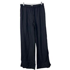 Merona Womens S Black Linen-Blend Wide-Leg Pants Boho Lagenlook